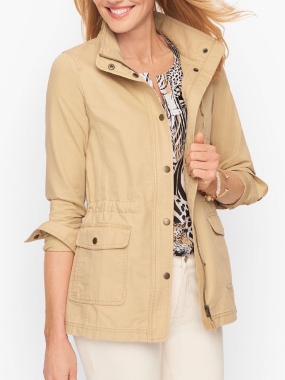 Talbots COTTON TWILL FIELD JACKET Tan Size 2X.